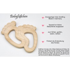 glucksWunder Holz Greifling Beissring Babyfusschen Buche personalisiert mit Name in Geschenkverpackung Деревянное кольцо для прорезывания зубов детские ножки бук персонализированное с именем в подарочной коробке