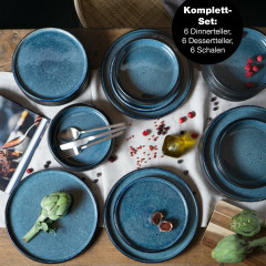 Moritz & Moritz Moritz & Moritz Tafelservice 18-tlg Blau Reaktiv schwarz Обеденный сервиз Moritz & Moritz, 18 предметов, синий реактивный