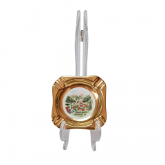 HB Wien Винтажная квадратная пепельница с обильной позолотой &quot;Майрхофен&quot;, 8см, Германия,1960-70гг.