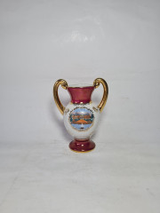 Ваза винтажная Limoges France "Замок Люневиль" с 2 ручками, среднего размера, фарфор, 15.5 см, Франция, 1960-70гг.