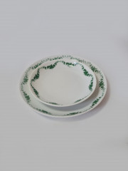 Тарелки винтажные Furstenberg с зеленым цветочным рисунком, 2 шт., фарфор, 18 и 13,5 см, Германия, 1960-70гг.