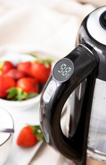 JUNG JUNG Wasserkocher ADLER AD1285, Wasserkocher mit Temperatureinstellung 40-100°C Digital, 1.7 l, 2200 W, Glas mit Edelstahl, LED Beleuchtung LCD Display, 360° Basis Kettle Чайник JUNG ADLER AD1285, чайник с регулировкой температуры 40-100°C, цифрово