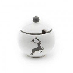 Gmundner Keramik Gmundner Keramik Grauer Hirsch Zuckerdose glatt mit Ausschnitt d: 10 cm / h: 11 cm Керамическая сахарница Gmundner из серого оленя, гладкая, с вырезом, d: 10 см / высота: 11 см