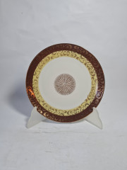 Чайное трио винтажное Winterling Markleuthen Bavaria в коричнево-желтых тонах с золотым декором, фарфор, Германия, 1960-70гг.