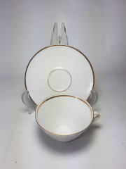 Winterling Roslau Bavaria Чайная пара, белый фарфор с позолоченным ободком и рельефным узором, Германия, 1960-70гг.