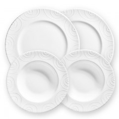 Gmundner Keramik Gmundner Keramik Weissgeflammt Dinner Gourmet fur 2 Personen Set 4-tlg. Gmundner Ceramics Weissgeflammt Обеденный набор для гурманов на 2 персоны 4 предм.