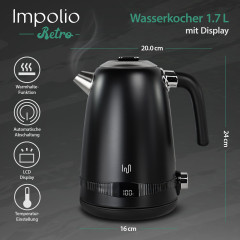 Impolio Impolio Wasserkocher Retro, 2200,00 W, Edelstahl, Temperatureinstellung, TUV Rheinland GS Zertifiziert Ретро-чайник Impolio, 2200,00 Вт, нержавеющая сталь, регулировка температуры, сертификат TUV Rheinland GS.