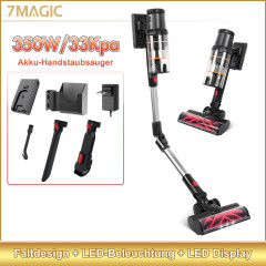 7Magic 7Magic Akku-Handstaubsauger 33000PA, Kabelloser Faltbarer Stabstaubsauger, Tierpflege, 60 Min. Autonomie, Kontrollanzeige, LED-Leuchte, 0,8L Staubbehalter Беспроводной ручной пылесос 7Magic 33000PA, беспроводной складной пылесос, уход за животными