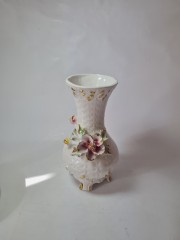 Capodimonte Ваза с фактурным узором, позолотой и цветами, 23см х 12см, Италия, 1960-70гг.