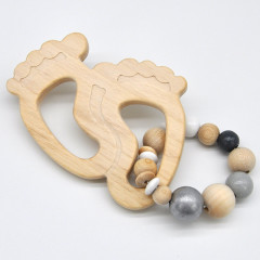 glucksWunder Holz Greifling Beissring Babyfusschen mit Geschenkverpackung Деревянное кольцо для прорезывания зубов детские ножки с подарочной коробкой