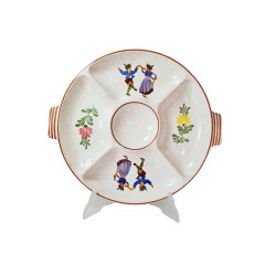 Тарелка-менажница Alpine Peasant Ware с ручками, ручная роспись, 35 см, Германия, 1960-70гг.