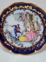 Limoges France Набор тарелок темно-синий фарфор с рисунком и золотым декором, 11,5см / 8см / 6,5 см/ 5,5см, Франция, 1960-70гг.