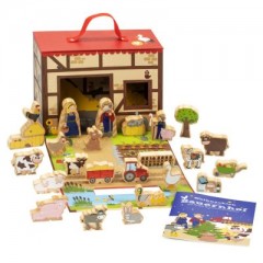 yoamo Bauernhof Spielkoffer fur Kinder mit 24 Holzfiguren Ферма для детей с 24 деревянными фигурками