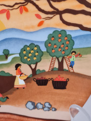 Тарелка декоративная винтажная Purfurst Hof Bavaria / Barbara Furstenhofer "Сцена со сбором урожая", фарфор, 19,5 см, Германия, 1970-80гг.