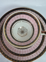 Чайное трио винтажное Winterling Markleuthen Bavaria в розово-золотых тонах, фарфор, Германия, 1960-70гг.