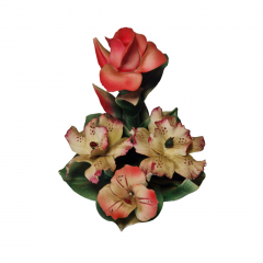 Capodimonte Italy Декоративная фигурка &quot;Роза и лилии с листьями&quot;, 15см x 15см, Италия, 1960-70гг.