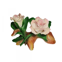 Фигурка винтажная Cesa.R. / Capodimonte By Sarastano, &quot;Две бело-розовые розы на ветке&quot;, фарфор, 20 x 13 x 10 см,  Италия, 1960-1970гг.