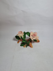 Фигурка винтажная Cesa.R. / Capodimonte By Sarastano, &quot;Две бело-розовые розы на ветке&quot;, фарфор, 20 x 13 x 10 см,  Италия, 1960-1970гг.