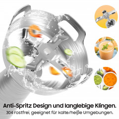 iceagle iceagle Stabmixer 1000W Purierstab Edelstahl, 6 variable Geschwindigkeiten Turbo, 1000,00 W, 0.5L Ruhrbecher, 0.6L Zerkleinerer, Schneebesen und Milchaufschaumer Ручной блендер Iceagle, стержень Purier, 1000 Вт, нержавеющая сталь, 6 регулируемых