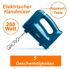 LIVOO LIVOO Handmixer LIVOO Handmixer Handruhrgerat Ruhrbesen Knethaken 5 Stufen Kunststoff, Auch eine schone Geschenkidee fur blauliebende Hobbykochinnen und Koche! Ручной миксер LIVOO Ручной миксер LIVOO Ручной миксер, венчик для теста, 5-уровневый пла
