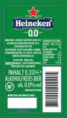 Heineken 0.0 Alkoholfrei 330ml 1st Безалкогольное пиво 330 мл, 1 бутылка, Германия