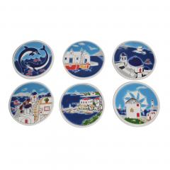 Набор декоративных винтажных тарелок Ceramics Greece, 6 шт., ручная работа, Греция. 1970-80гг.