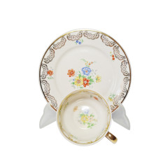 Bavaria Винтажная чайная пара "Букет полевых цветов" с позолоченным узором, Германия, 1960-70гг.