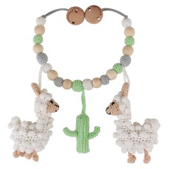 SindiBaba® Kinderwagenkette Lama LUKE gehakelt mit Rasseln Цепочка для коляски Lama LUKE связана крючком с погремушками