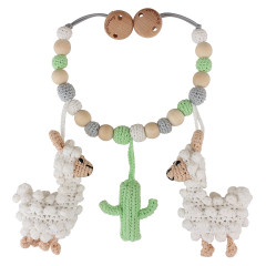 SindiBaba® Kinderwagenkette Lama LUKE gehakelt mit Rasseln Цепочка для коляски Lama LUKE связана крючком с погремушками