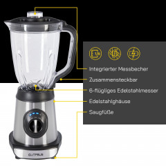 Gutfels Gutfels Akku-Stabmixer MU 8401, 240,00 W, inkl. 1500 ml Behalter, kabelloser Betrieb, einfache Reinigung  Беспроводной ручной блендер Gutfels MU 8401, 240,00 Вт, включая контейнер на 1500 мл, беспроводное управление, легкая очистка
