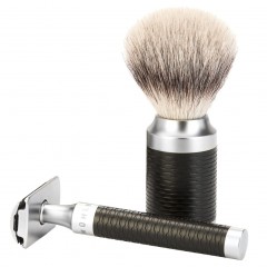 Muhle Rocca 3 tlg Rasierset Silberspitz, Griff Schwarz  Бритвенный набор Rocca из 3 предметов с серебряными наконечниками, черная ручка