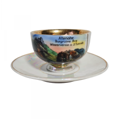 Кофейная пара винтажная Im Stil Bavaria "Руины замка Альтенар", фарфор, Германия, 1970-80гг.