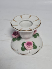 Подсвечник винтажный Dresden с розами, фарфор, 6.5 см, Германия, 1960-70гг.