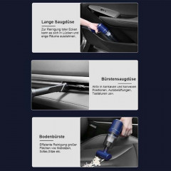 TUABUR TUABUR Akku-Handstaubsauger Kabelloser All-in-One-beleuchteter 3-in-1-Mini-Staubsauger, 8000pa Staubsauger, multifunktionaler Akku-Handstaubsauger mit LED-Beleuchtung, Geeignet fur Autos, Wohnungen und Buros Blau Беспроводной ручной пылесос TUABUR 