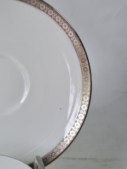 Чайная пара винтажная Heinrich, белый фарфор с серебряным узором, Германия, 1960-1970гг.