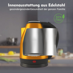 HOMELUX HOMELUX Wasserkocher Edelstahl BPA-freier Heisswasserboiler, Schnelldurchlauferhitzer, 1.8 l, 1500,00 W, Abschaltautomatik und Trockengehschutz, Geeignet fur Kaffee, Tee Blau Чайник HOMELUX из нержавеющей стали, бойлер для горячей воды без BPA, пр