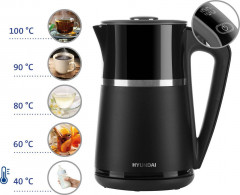 Hyundai Hyundai Wasserkocher HYUVK309, 1,7 l, 2200 W, elektronische Temperaturregelung, Thermoskannen-Effekt  Hyundai HYUVK309 Чайник 1,7 л 2200 Вт Электронный контроль температуры Эффект термоса