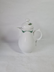 Чайник винтажный Furstenburg Seit / 1747 с зеленым растительным декором, фарфор, 22.5 см, Германия, 1970-80гг.