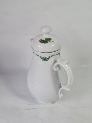 Чайник винтажный Furstenburg Seit / 1747 с зеленым растительным декором, фарфор, 22.5 см, Германия, 1970-80гг.