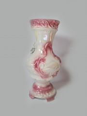 Capodimonte Italy Белая Ваза &quot;Чайная роза&quot; с шестью искусственными розами, 34см x 18см, Италия, 1960-70гг.